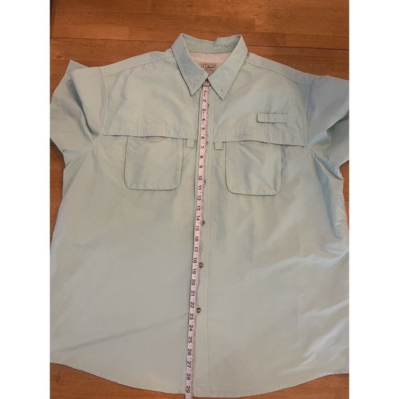 LL Bean Shirt‎ Mens XXL Vented Fishing Button Up Teal Short Sleeve - Picture 4 of 6